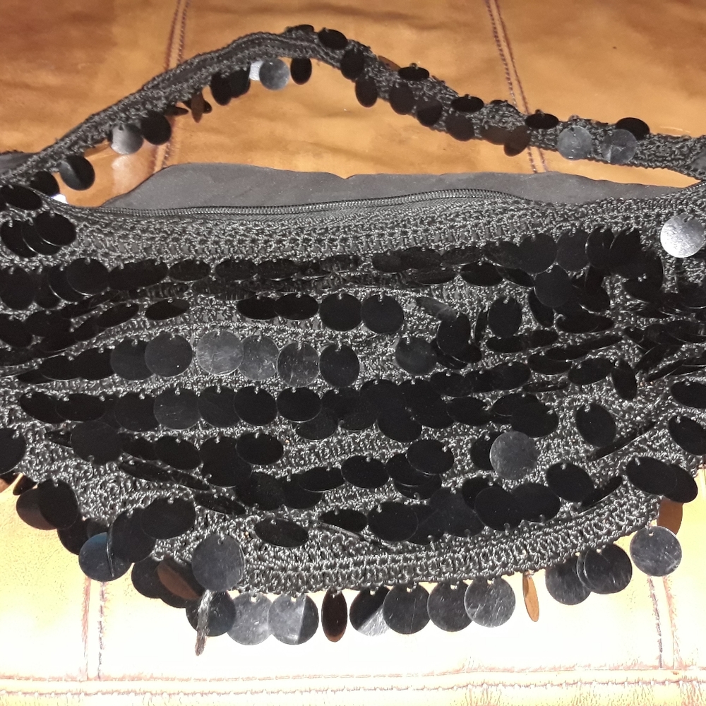 Adorable black big sequined purse